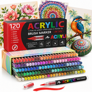 K Collection Acrylic Brush Markers Set - 72/84/120/204 Pack Options