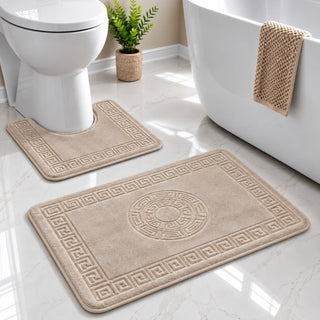 K Collection Greek Key 2-Piece Bath & Pedestal Mat Set