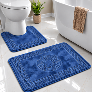 K Collection Greek Key 2-Piece Bath & Pedestal Mat Set