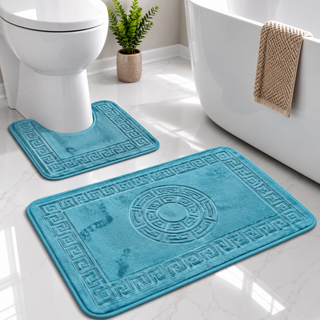 K Collection Greek Key 2-Piece Bath & Pedestal Mat Set