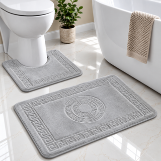 K Collection Greek Key 2-Piece Bath & Pedestal Mat Set