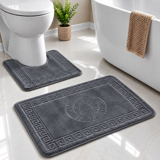 K Collection Greek Key 2-Piece Bath & Pedestal Mat Set