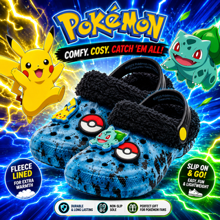 Pokémon Kids Fleece Lined Clogs – Pikachu & Bulbasaur