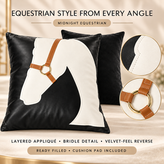 K Collection Decorative Equestrian Cushion 45cm – Midnight Equestrian