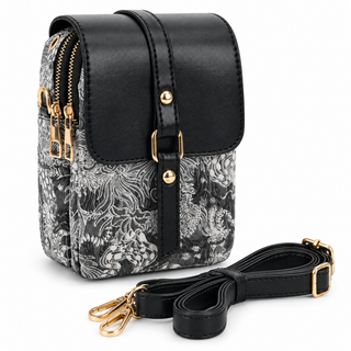 XS Studio Women's Crossbody Phone Bag - 2 Zip Shoulder Purse - Floral