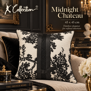 Decorative Toile-Floral Cushion 45cm – Midnight Chateau