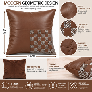 K Collection Decorative Check Cushion 45cm – Mocha Brown