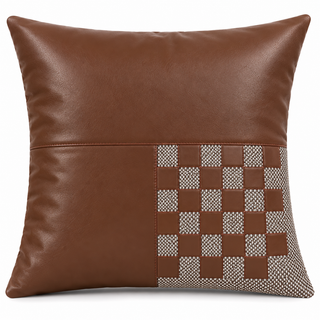 K Collection Decorative Check Cushion 45cm – Mocha Brown