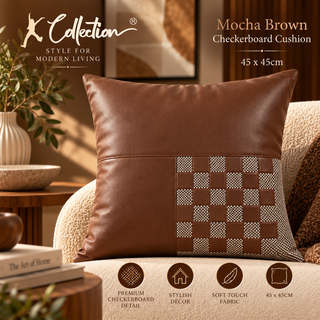 K Collection Decorative Check Cushion 45cm – Mocha Brown
