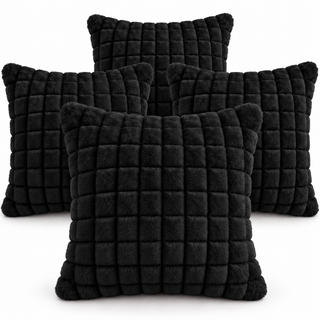 K Collection Plush Check Cushion 45cm – Filled, Pack of 1 or 4