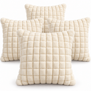 K Collection Plush Check Cushion 45cm – Cover Only, Pack of 1 or 4