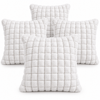 K Collection Plush Check Cushion 45cm – Cover Only, Pack of 1 or 4