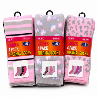 K Collection Ladies Thermal Socks 12 Pairs – Soft Pastel Colours - Warm Winter Brushed Socks for Women UK 4-7 (EUR 37-41) Assorted Designs