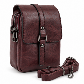 XS Studio Women's Crossbody Phone Bag - 2 Zip Shoulder Purse - Classic
