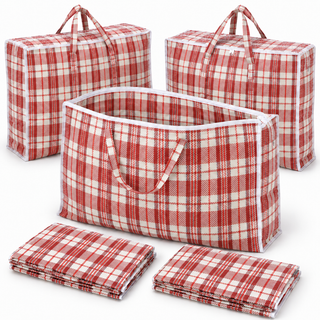 K Collection 5 Pack XXL 100L Tartan Laundry Storage Bags with Zip – 80 × 60 × 20cm