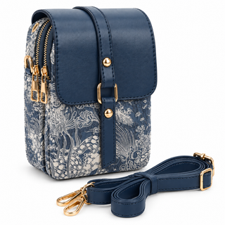 XS Studio Women's Crossbody Phone Bag - 2 Zip Shoulder Purse - Floral