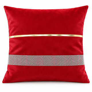 K Collection Pleated Diamante Cushion 45cm – Gold Trim – Filled