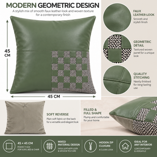 K Collection Decorative Check Cushion 45cm – Sage Olive