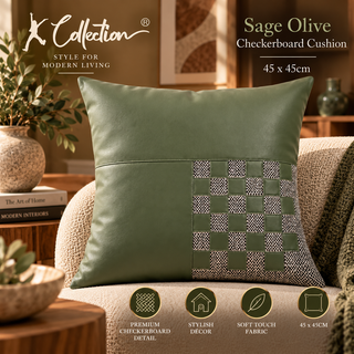 K Collection Decorative Check Cushion 45cm – Sage Olive