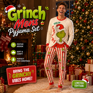 Men's Grinch Christmas Pyjamas - Feelin’ Grinchy Festive Design - Sizes S-3XL
