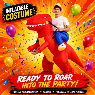 Adult Inflatable Red Dragon Ride-On Costume – One Size 160–190cm – Perfect for Festivals, Parties & Halloween