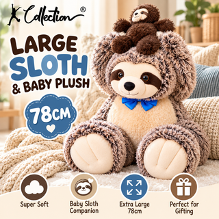 K Collection Large Sloth With Baby Soft Plush 78cm