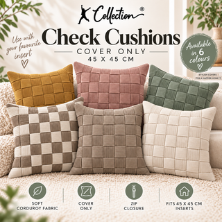 K Collection Corduroy Check Cover Only Cushions 45cm – Multiple Colours
