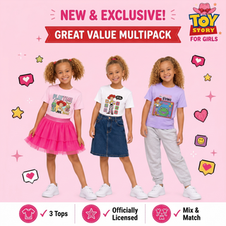Disney Toy Story Girls T-Shirts 3 Pack – Jessie Adventurous Cowgirl Long Length Tops – Kids Ages 18 Months to 10 Years – Officially Licensed