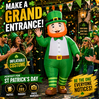 Adult Inflatable Leprechaun Costume - One Size 160–190cm – Perfect for St Patrick’s Day, Parties & Fancy Dress