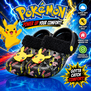 Pokémon Pikachu Boys Fleece Lined Clogs – Black & Yellow