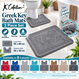 K Collection Greek Key 2-Piece Bath & Pedestal Mat Set