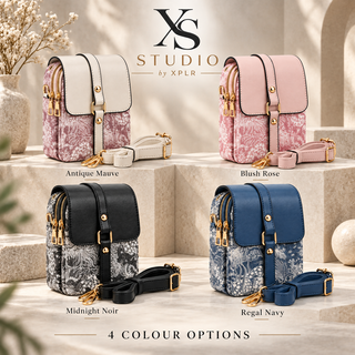 XS Studio Women's Crossbody Phone Bag - 2 Zip Shoulder Purse - Floral