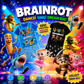 Gamer Brainrot Pyjamas Pack of 2 Short Sets | Kids Cotton Pyjama Set Blue Black | Brainrot Graphics | Short Sleeve & Shorts | 5-12 Years