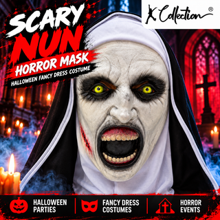 Scary Nun Horror Mask – Halloween Fancy Dress Costume