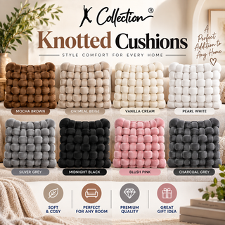 K Collection 4 Pack Knotted Cushions – 30 × 30cm Soft Woven Decorative Cushions