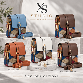 XS Studio Women's Crossbody Phone Bag - 2 Zip Shoulder Purse - Patchwork