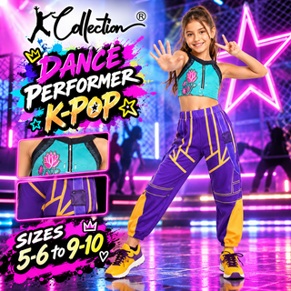 Girls K-Pop Costume Dance Performer Fancy Dress – Sizes 5-6 to 9-10