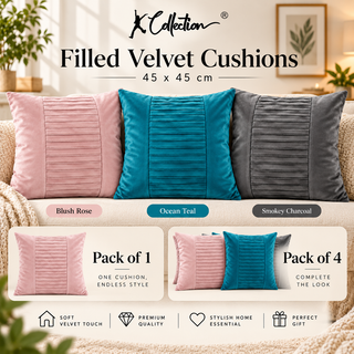 K Collection Pleated Velvet Cushion 45cm – Centre Detail – Filled