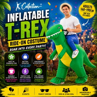 Adults Inflatable T-Rex Ride-On Costume 160–190cm – Green