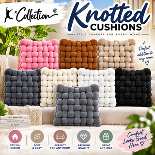 K Collection Knotted Cushion – 30 × 30cm Soft Woven Decorative Cushion