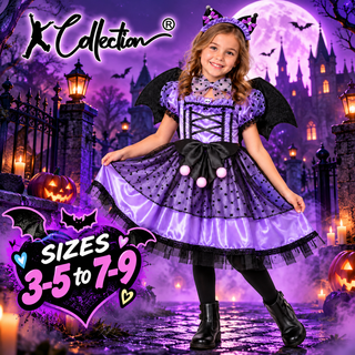 Girls Kuromi Costume with Wings - Sizes 3-5 to 7-9 - Halloween