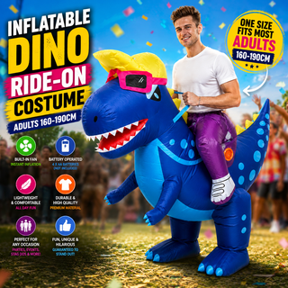 Adults Inflatable Dinosaur Ride-On Costume 160–190cm – Blue
