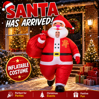 Adult Inflatable Jolly Santa Costume - One Size 160–190cm – Perfect for Christmas Parties, Events & Fancy Dress