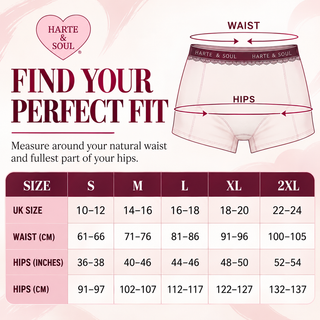 Harte & Soul Women's Lace Waist Cotton Boxers 5 Pack - Black