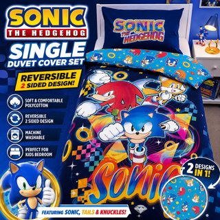 Sonic, Tails & Knuckles Single Duvet Cover Set