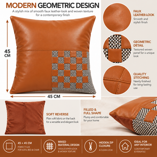 K Collection Decorative Check Cushion 45cm – Spiced Amber
