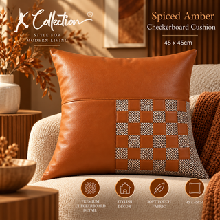 K Collection Decorative Check Cushion 45cm – Spiced Amber