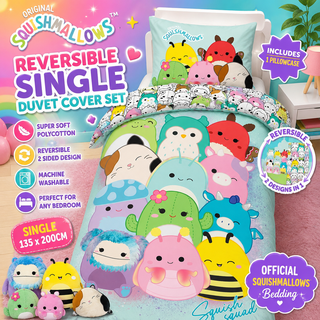 Squishmallows Flash Reversible Single Duvet Cover Set