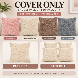 K Collection Raised Floral Cushions 45cm – Cover Only, Pack of 1 or 4