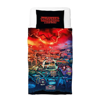 Stranger Things Reversible Duvet Set - Hawkins Town Map Design - Single and Double